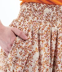 Aventura Francesca Floral Crepe Woven Wide Smocked Ruffle Pull-On Skirt