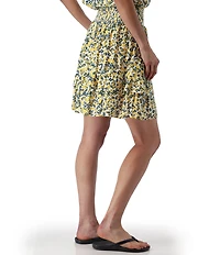Aventura Francesca Floral Crepe Woven Wide Smocked Ruffle Pull-On Skirt