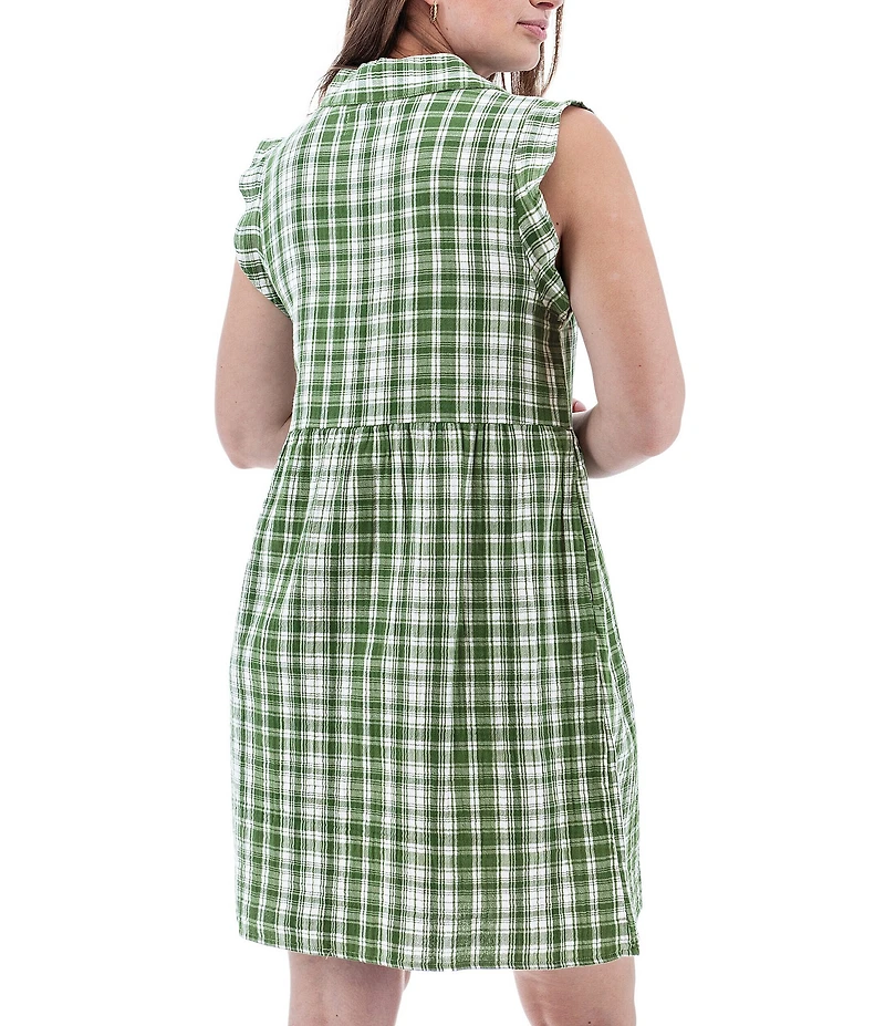 Aventura Montrose Plaid Organic Cotton Gauze Yarn Dye Woven Point Collar A-Line Dress