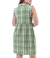 Aventura Montrose Plaid Organic Cotton Gauze Yarn Dye Woven Point Collar A-Line Dress