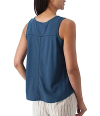 Aventura Simone Organic Cotton Hemp Slub Knit Jersey Soft V-Neck Ladder Lace Trim Tank