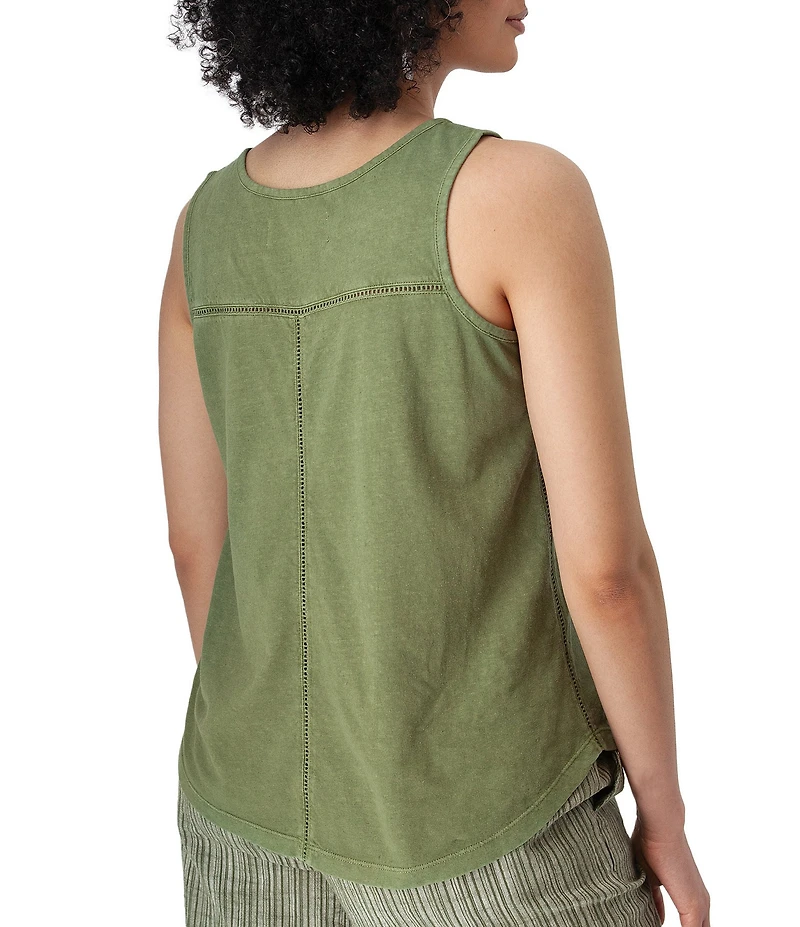 Aventura Simone Organic Cotton Hemp Slub Knit Jersey Soft V-Neck Ladder Lace Trim Tank