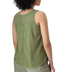 Aventura Simone Organic Cotton Hemp Slub Knit Jersey Soft V-Neck Ladder Lace Trim Tank