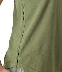 Aventura Simone Organic Cotton Hemp Slub Knit Jersey Soft V-Neck Ladder Lace Trim Tank