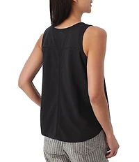 Aventura Simone Organic Cotton Hemp Slub Knit Jersey Soft V-Neck Ladder Lace Trim Tank