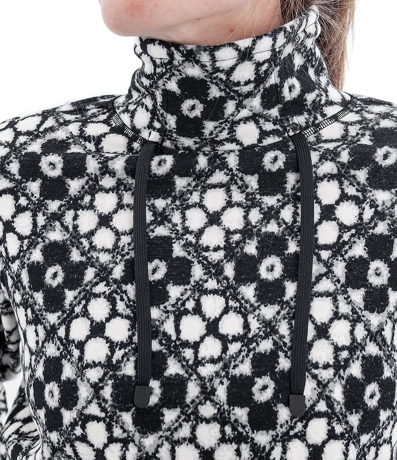 Aventura Dog Walker Print Velvety Soft Fleece Mock Neck Pullover Top