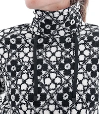 Aventura Dog Walker Print Velvety Soft Fleece Mock Neck Pullover Top