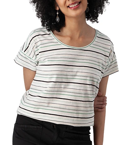 Aventura Endless Summer Knit Jersey Stripe Scoop Neck Boxy Top