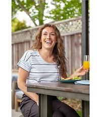 Aventura Endless Summer Knit Jersey Stripe Scoop Neck Boxy Top