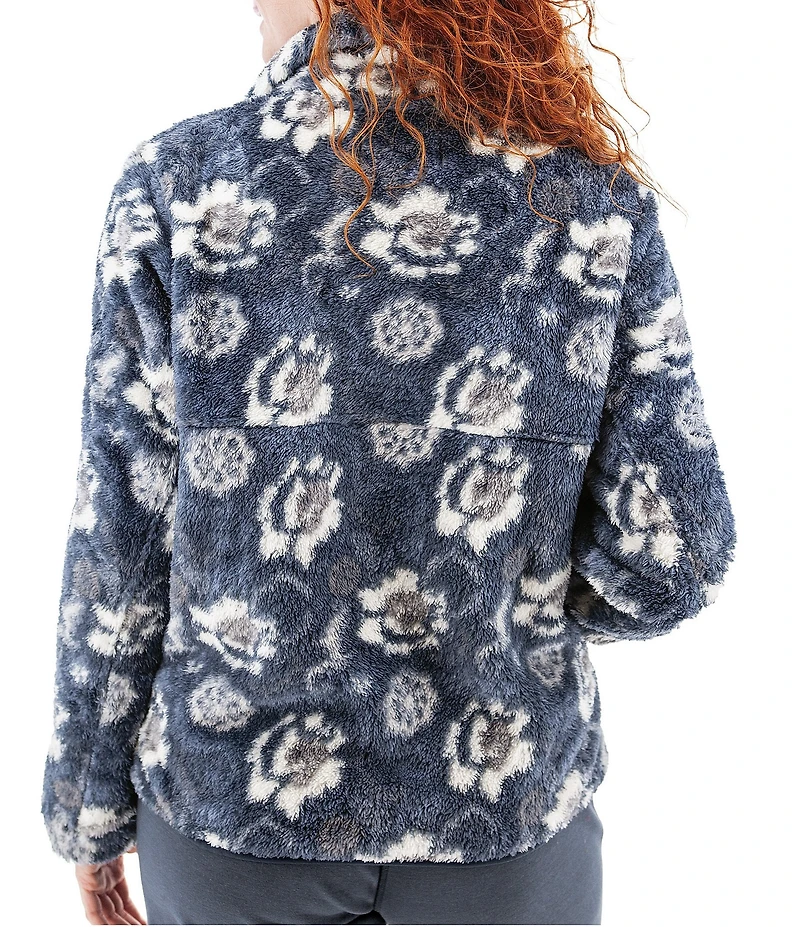 Aventura Equinox Allover Print Pile Fleece Stand Collar Snap Front Pullover