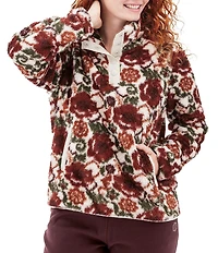 Aventura Equinox Allover Print Pile Fleece Stand Collar Snap Front Pullover