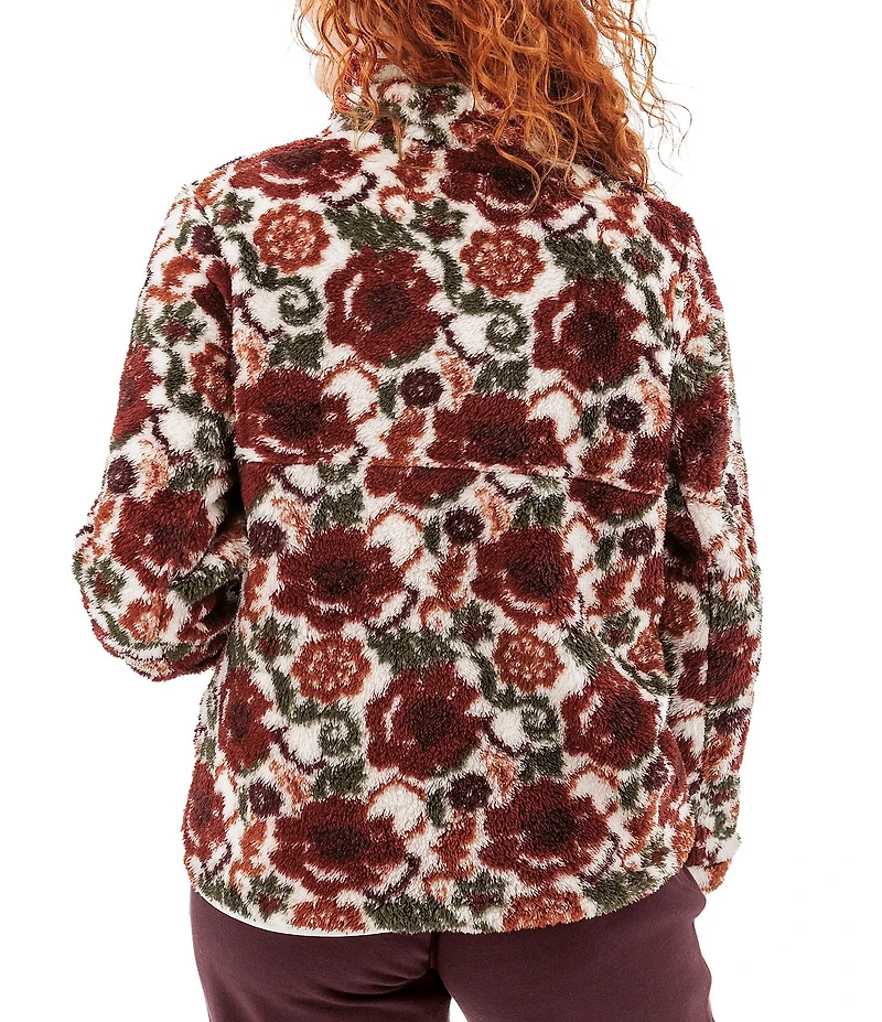 Aventura Equinox Allover Print Pile Fleece Stand Collar Snap Front Pullover