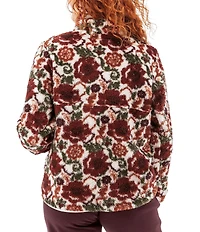 Aventura Equinox Allover Print Pile Fleece Stand Collar Snap Front Pullover