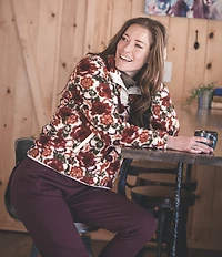 Aventura Equinox Allover Print Pile Fleece Stand Collar Snap Front Pullover