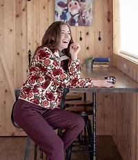 Aventura Equinox Allover Print Pile Fleece Stand Collar Snap Front Pullover