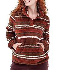 Aventura Equinox Stripe Fleece Stand Collar Pullover Top
