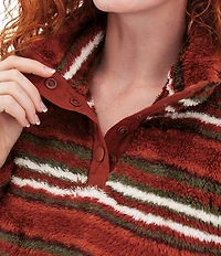 Aventura Equinox Stripe Fleece Stand Collar Pullover Top