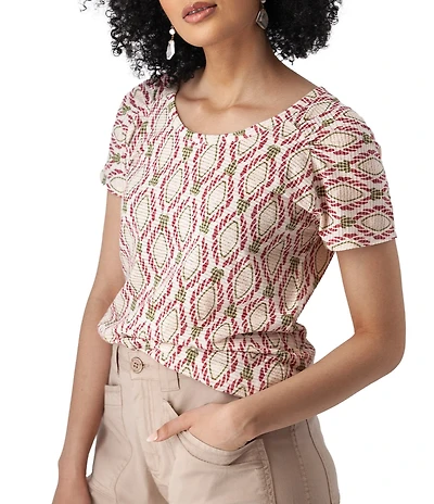 Aventura Farley Striped Burnout Scoop Neck Short Sleeve Tee