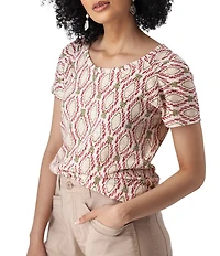 Aventura Farley Striped Burnout Scoop Neck Short Sleeve Tee