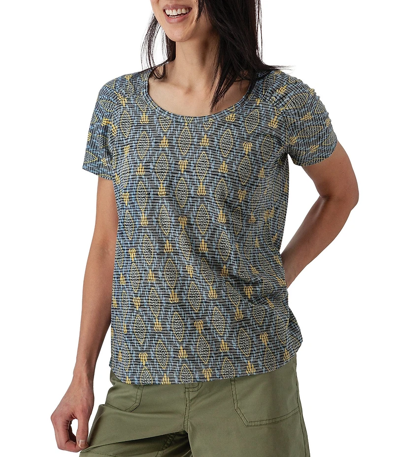 Aventura Farley Striped Burnout Scoop Neck Short Sleeve Tee