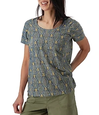 Aventura Farley Striped Burnout Scoop Neck Short Sleeve Tee