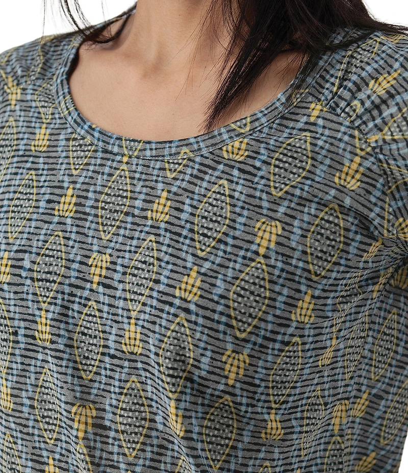 Aventura Farley Striped Burnout Scoop Neck Short Sleeve Tee