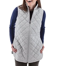 Aventura Flurry Diamond Quilt Stand Collar Sleeveless Water Repellant Coated Zip Front Vest