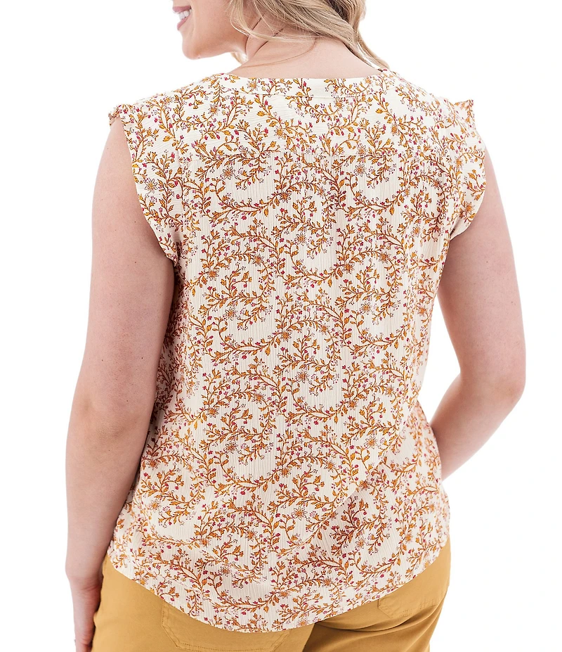 Aventura Francesca Floral Crepe Flutter V-Neck Tank