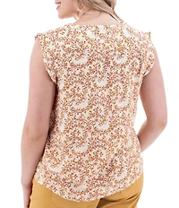 Aventura Francesca Floral Crepe Flutter V-Neck Tank