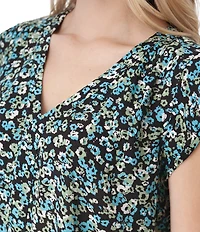 Aventura Francesca Floral Crepe Flutter V-Neck Tank