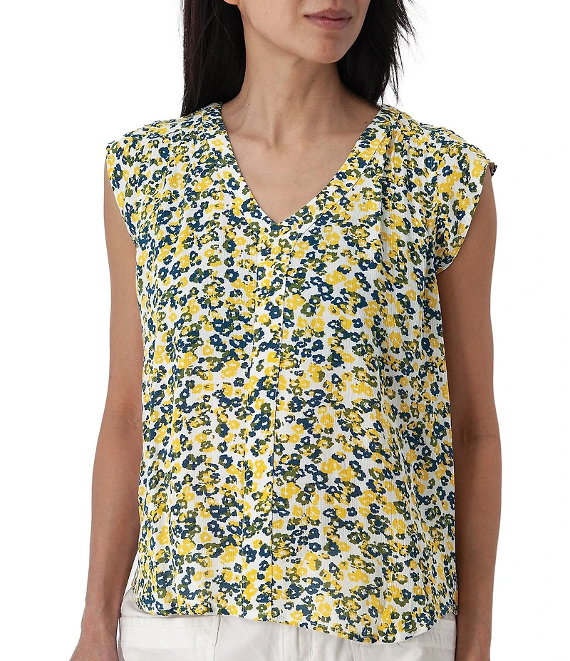 Aventura Francesca Floral Crepe Flutter V-Neck Tank