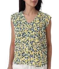 Aventura Francesca Floral Crepe Flutter V-Neck Tank