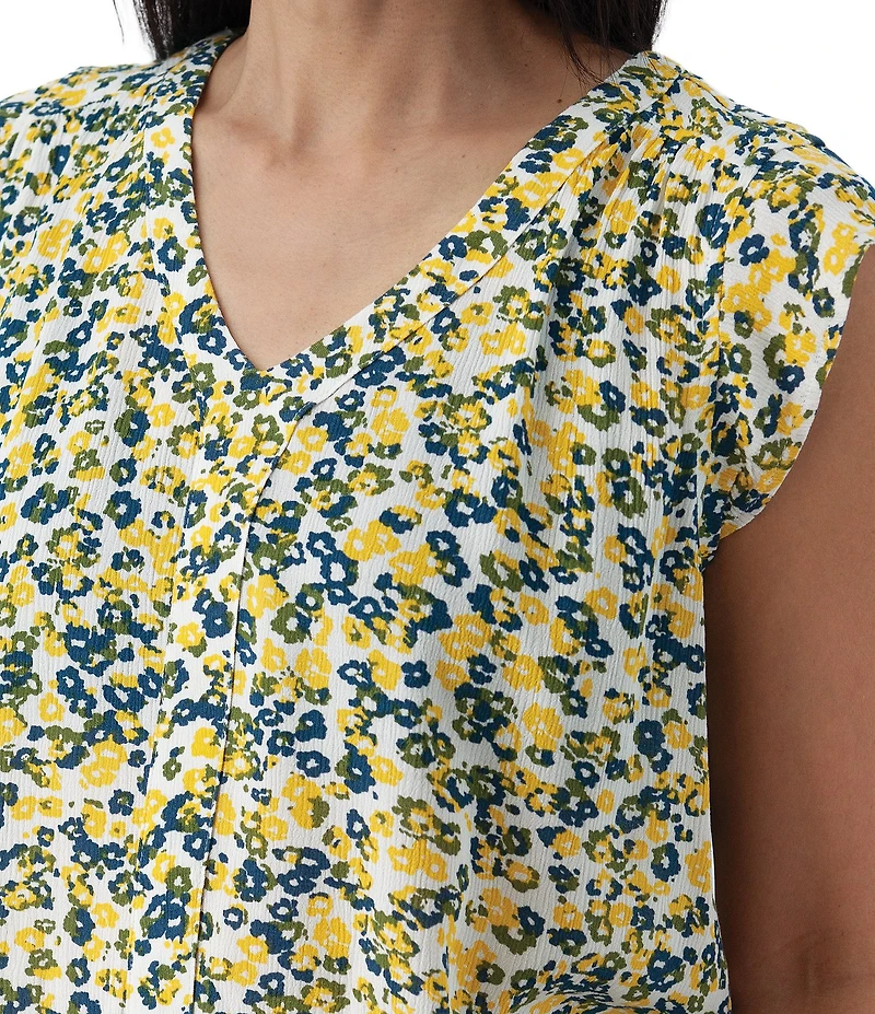 Aventura Francesca Floral Crepe Flutter V-Neck Tank