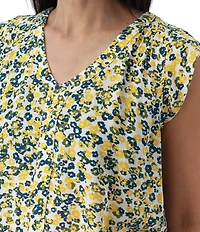 Aventura Francesca Floral Crepe Flutter V-Neck Tank