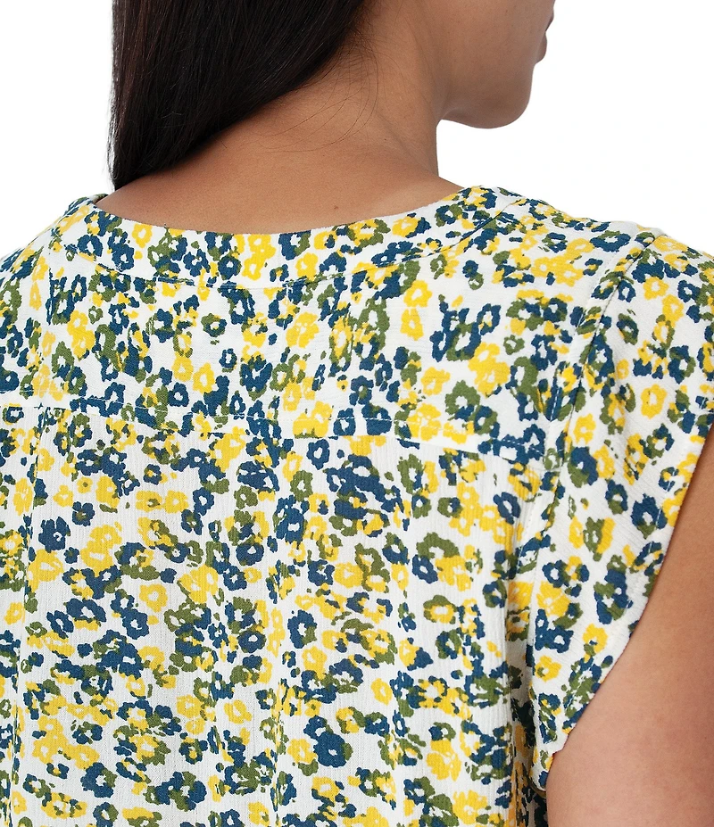 Aventura Francesca Floral Crepe Flutter V-Neck Tank