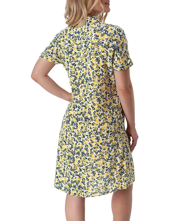 Aventura Francesca Twist Crepe Woven Mandarin Collar Shift Dress