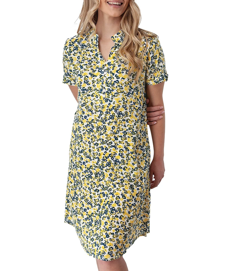 Aventura Francesca Twist Crepe Woven Mandarin Collar Shift Dress