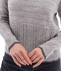 Aventura Halcyon Merino Wool Crew Neck Long Sleeve Scallop Mixed Stitch Sweater