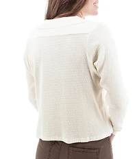 Aventura Iclyn Organic Cotton Crew Neck Long Sleeve Embroidered Button Front Cardigan Top