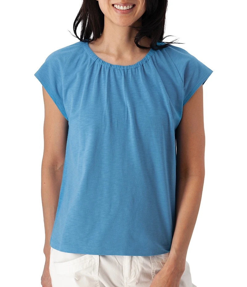 Aventura Isla Organic Cotton Blend Knit Jersey Raglan Sleeve Top