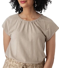 Aventura Isla Organic Cotton Blend Knit Jersey Raglan Sleeve Top