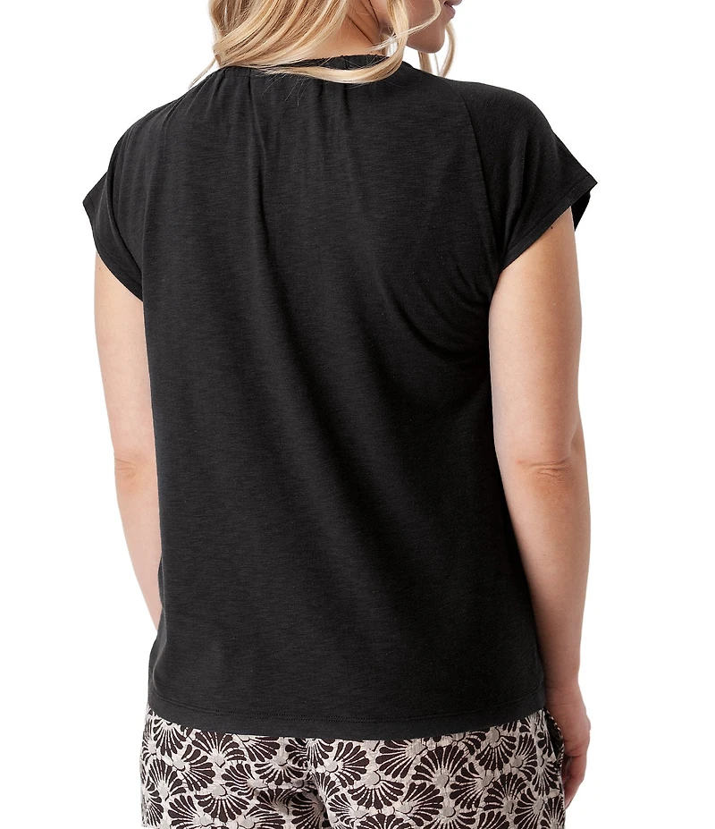 Aventura Isla Organic Cotton Blend Knit Jersey Raglan Sleeve Top