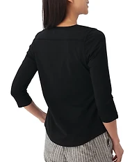 Aventura Juni Organic Cottom Blend Split Neck 3/4 Sleeve Tee