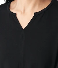 Aventura Juni Organic Cottom Blend Split Neck 3/4 Sleeve Tee