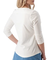 Aventura Juni Organic Cottom Blend Split Neck 3/4 Sleeve Tee