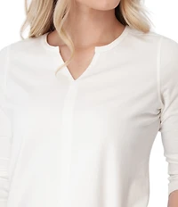 Aventura Juni Organic Cottom Blend Split Neck 3/4 Sleeve Tee