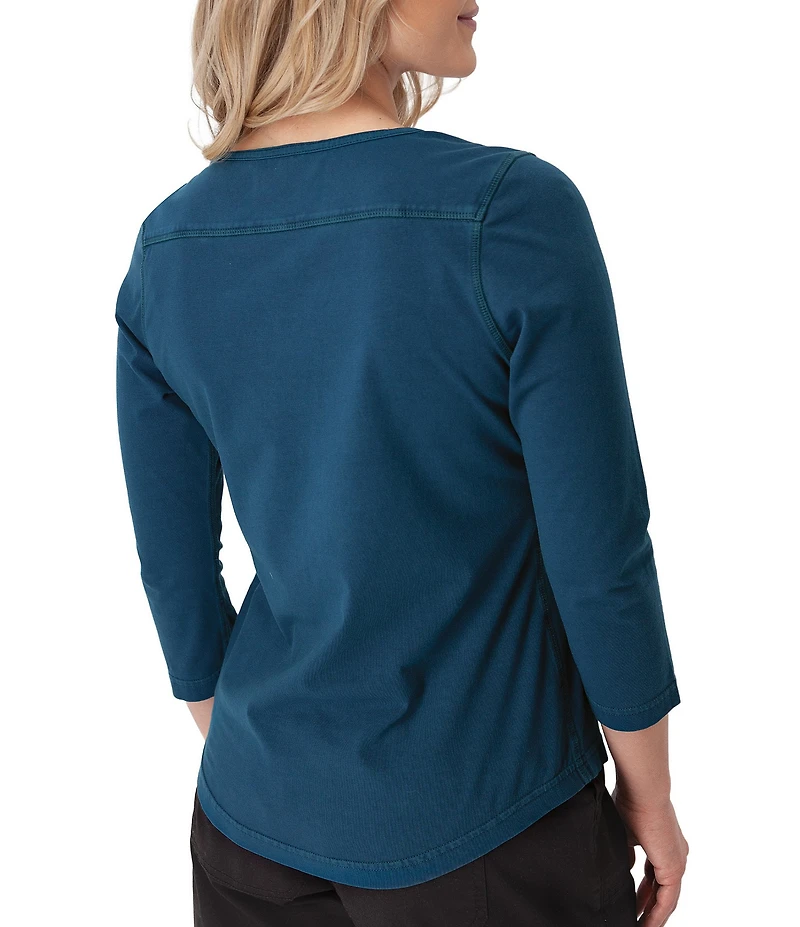 Aventura Juni Organic Cottom Blend Split Neck 3/4 Sleeve Tee