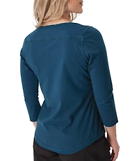 Aventura Juni Organic Cottom Blend Split Neck 3/4 Sleeve Tee