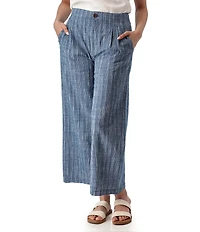 Aventura Leni Organic Cotton Stripe Print Wide Leg Ankle Pants