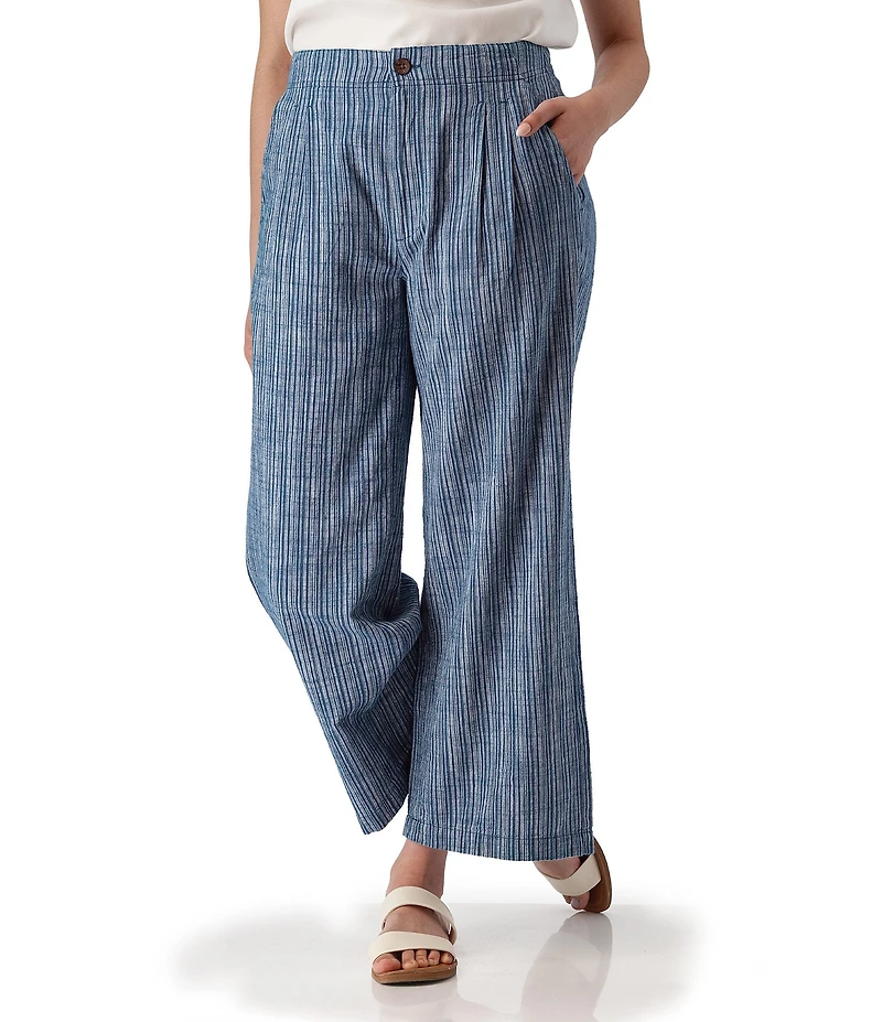 Aventura Leni Organic Cotton Stripe Print Wide Leg Ankle Pants